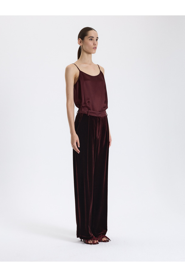 Bordo Kadife Pantolon - 2