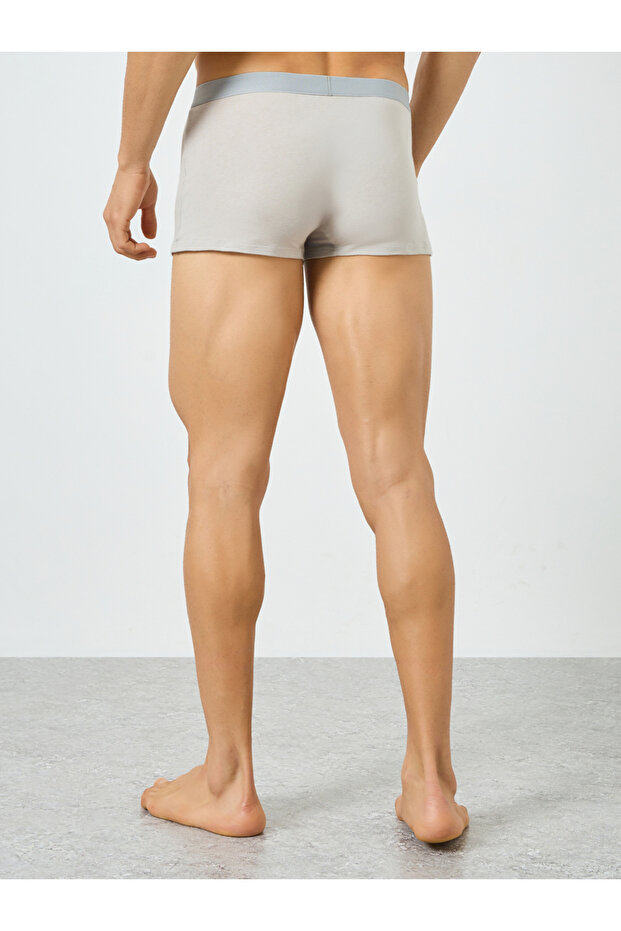 سروال داخلي رجالي رمادي من القطن السادة - 4