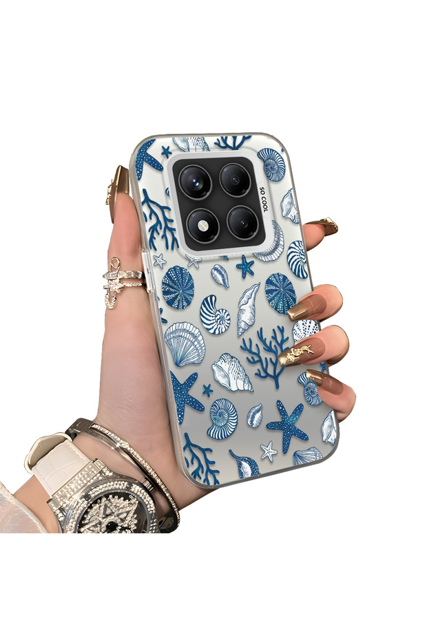 Xiaomi Redmi Note 14 Pro 4G/5G Compatible Hard Acrylic Back Silicone Edge Lens Protection Stylish Print Case