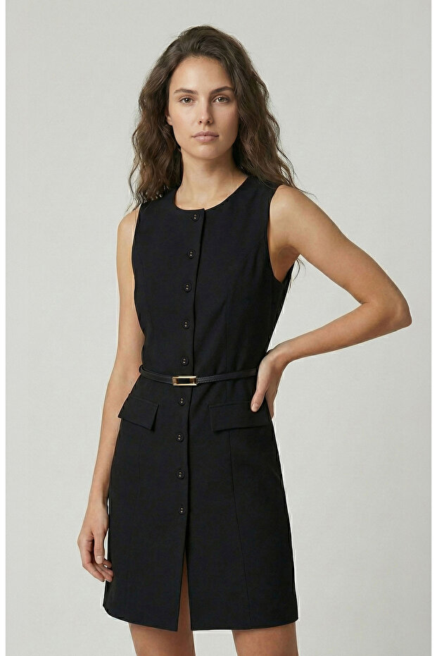 Siyah Mini Elbise - 2