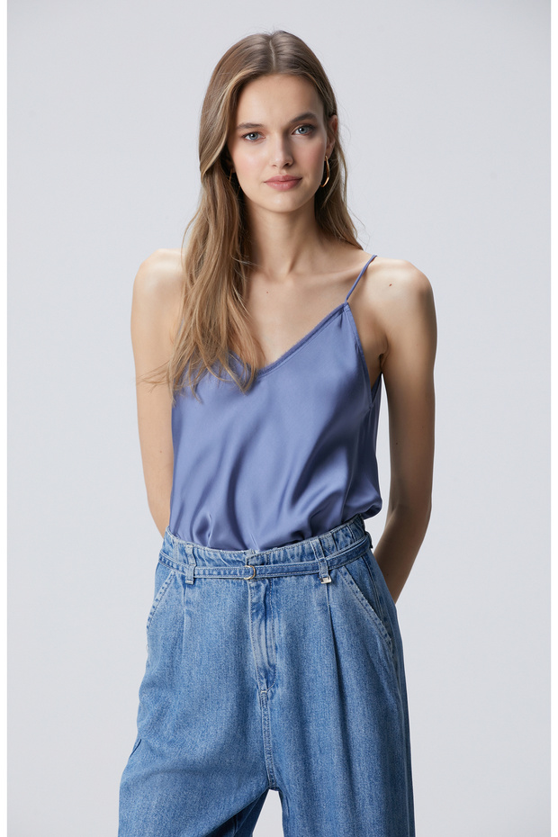 Mavi Askılı Bluz - 1