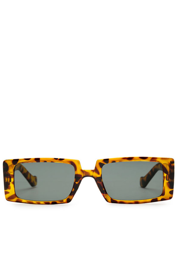 Women Rectangle Sunglasses in Leopard Frame In Green