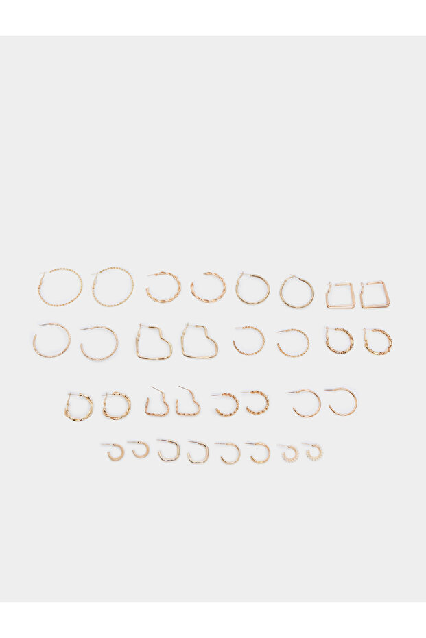 Pack of 16 - Gold Hoop Earrings