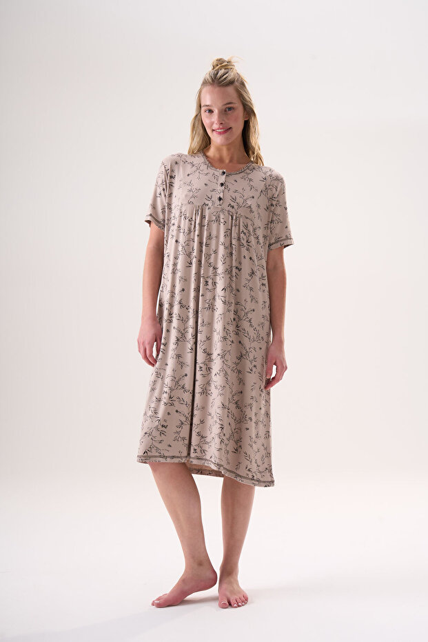 Bamboo Short-Sleeve Knee-Length Summer Women's Dress 26202