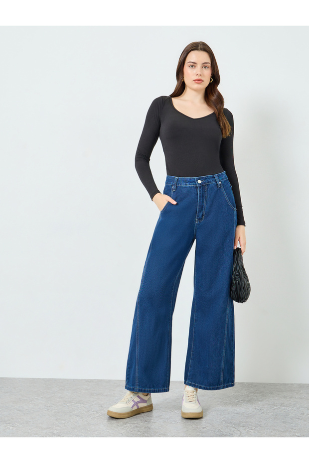 Women Blue Relaxed Fit Wide Leg Jeans