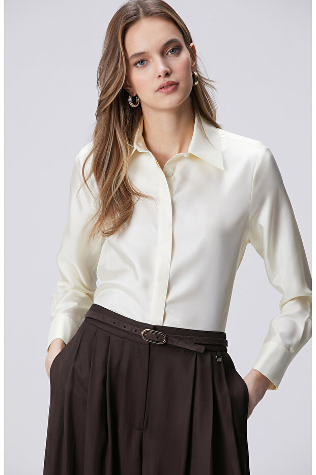 Limited Şampanya İpek Gömlek - 4