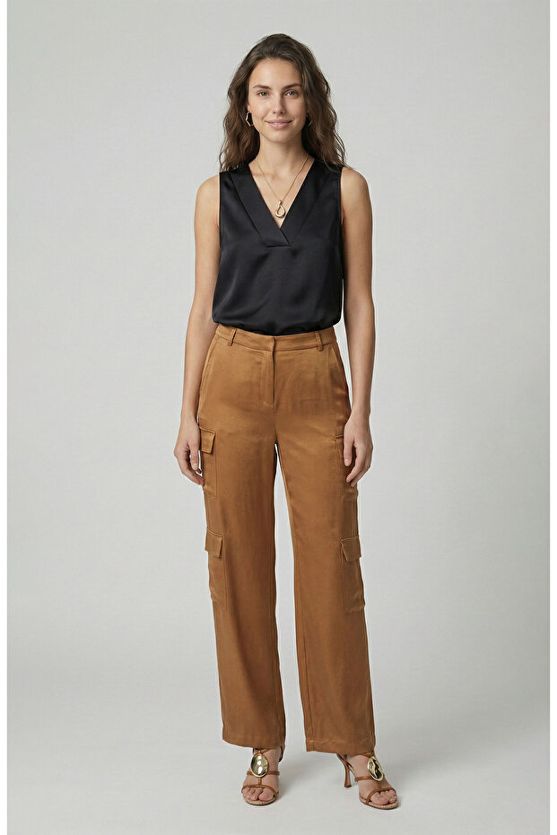 Camel Kargo Cepli Cupro Pantolon - 1