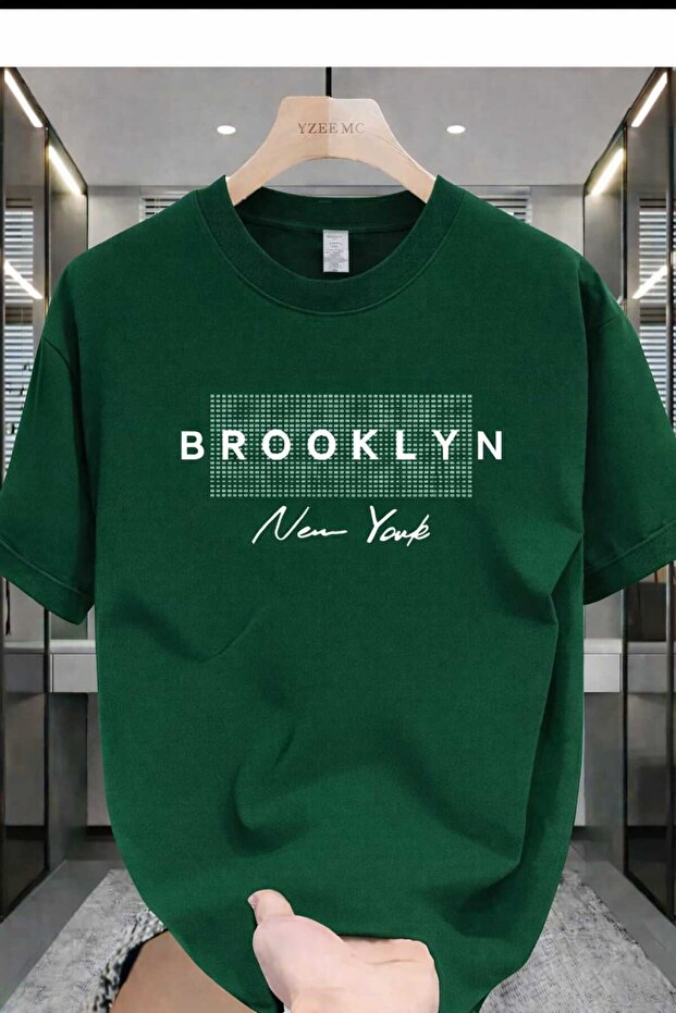 Brooklyn New York Printed Green T-Shirt