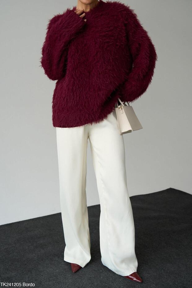 BORDO TÜYLÜ KAZAK - 2