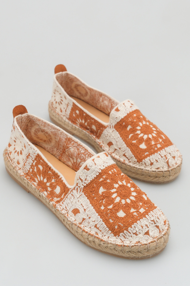 Women's Knitwear Genuine Leather Inner Lined Espadrille Casual Loafer Shoes Lais Beige