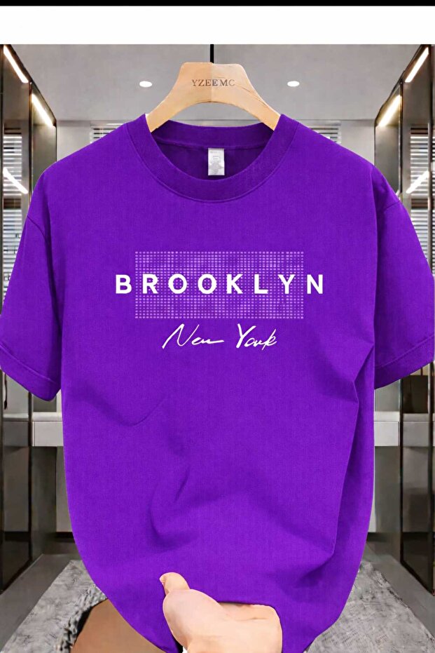 Brooklyn New York Printed Purple T-Shirt