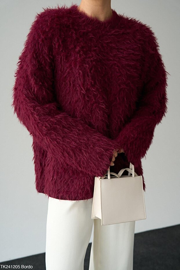 BORDO TÜYLÜ KAZAK - 1