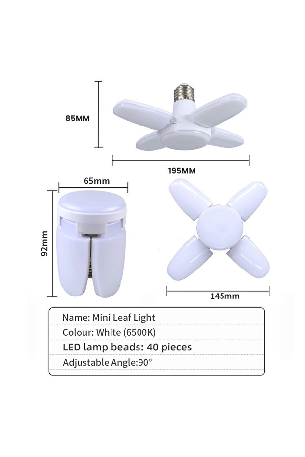 مصباح LED أبيض بارد قابل للطي على شكل مروحة، بجهد 85-265 فولت، قاعدة E27، مزود بـ 40 مصباح LED، يعمل بجهد 220/110 فولت تيار متردد، مناسب لإضاءة السقف المنزلية