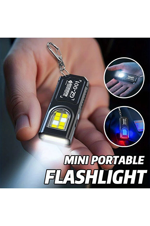 Keychain Flashlight USB Rechargeable Magnetic Keychain Flashlight with 5 Light Modes Hands Free Head