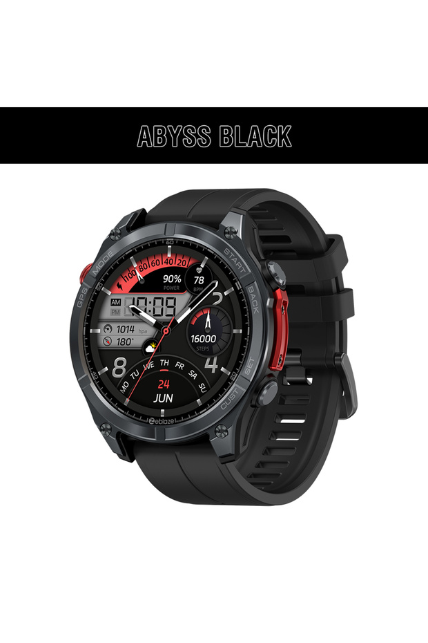 Abyss Black NEW 2025 Zeblaze Stratos 4 GPS Smartwatch 1.43" AMOLED Screen Compass Barometric Altimet