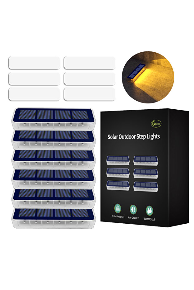 6 Pack Warm light Solar LED Step Lamp Stair Lights Outdoor IP68 Waterproof Solar Light With Lens Ant