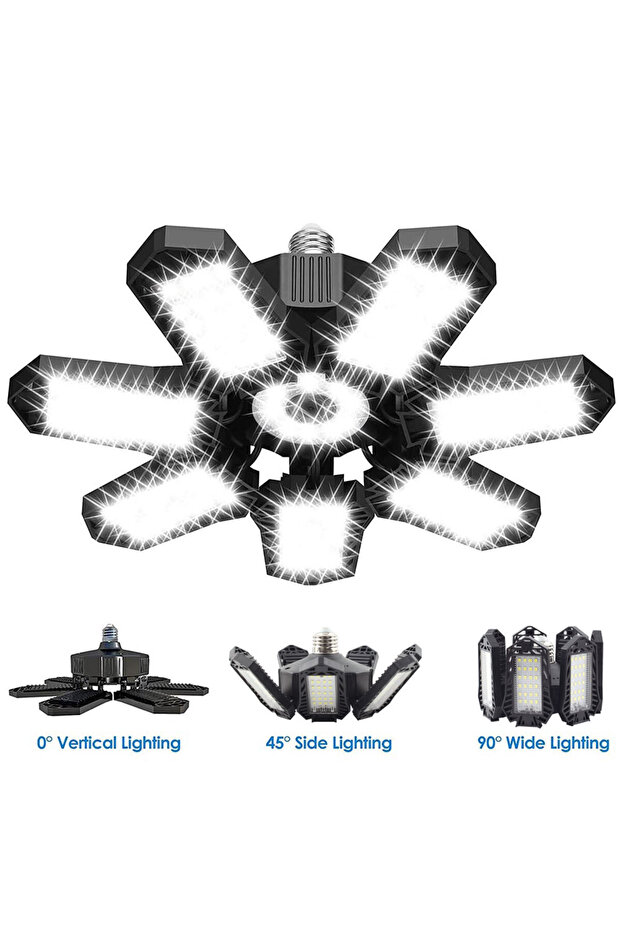 مصباح LED قابل للتشكيل بسبعة ألواح إضافية، مع 3/5/8 ألواح قابلة للتعديل، مناسب للجراجات والمتاجر.
