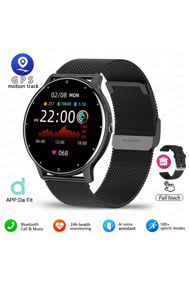 Black net 2026 New Ultra-Slim Smart Watch Men 100+ Sports Modes Heart Rate Monitoring AI Voice Assis