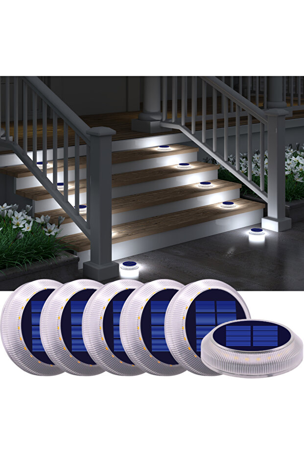 Cold White 6 Packs Solar Driveway Lights Solar Dock Lights Blue Solar Deck Lights Outdoor IP68 Water
