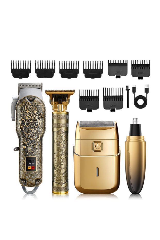 Gold Four in one USB electric beauty kit, hair trimmer, beard trimmer, electric nose hair trimmer, s