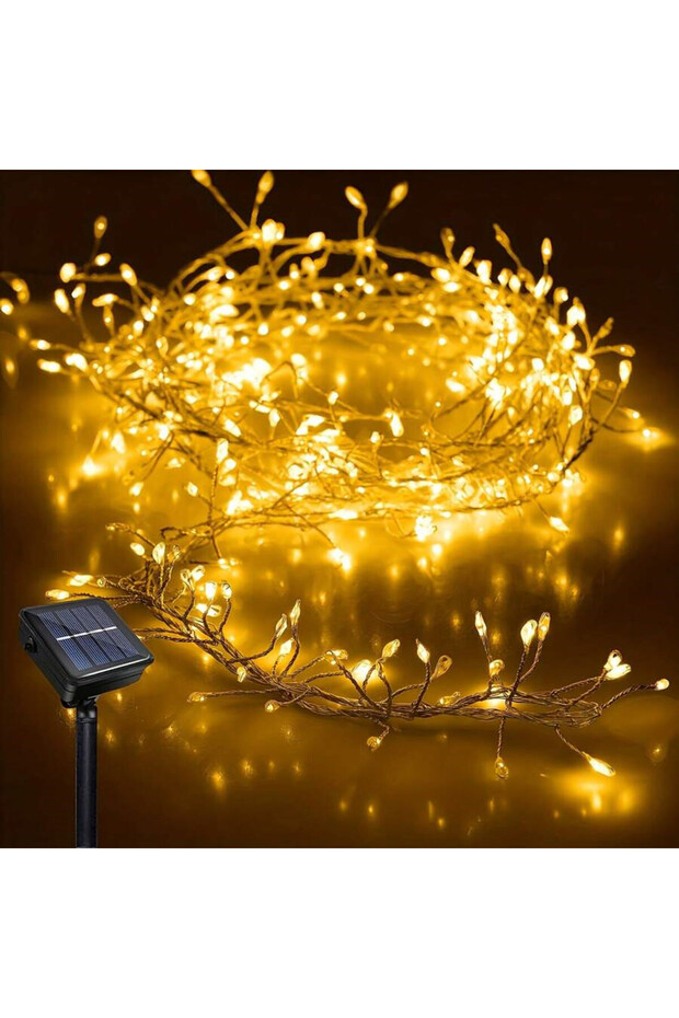 سلسلة إضاءة LED تعمل بالطاقة الشمسية من 3M، 100 مصباح LED، إضاءة دافئة، إضاءة خارجية تشبه الألعاب النارية، 8 أوضاع إضاءة، لون نحاسي