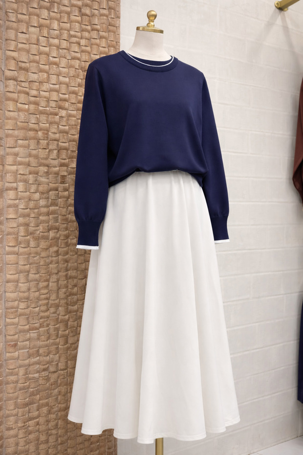 Merserize Triko Bluz Etek Üstü - 1