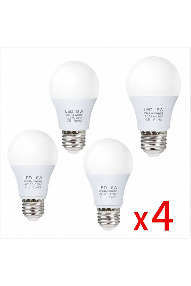 مصباح LED ذكي موفر للطاقة بقوة 18 واط، أبيض دافئ، قاعدة E27، يعمل بجهد 220-240 فولت، إضاءة داخلية عالية السطوع للمنزل