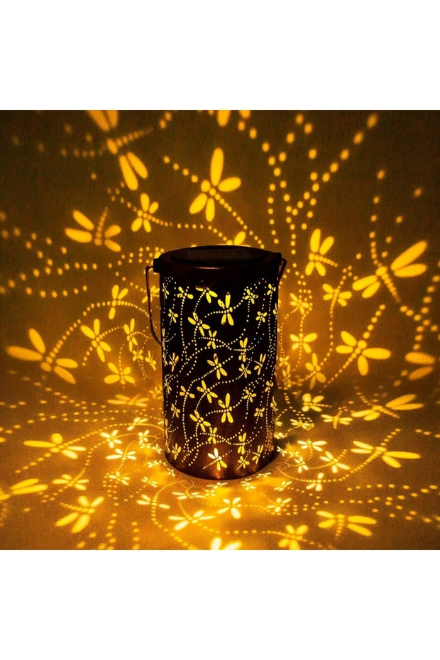 0-5W Warm White 1PC Solar Dragonfly Lantern - Metal Outdoor Hanging Light, Waterproof Garden Decor w