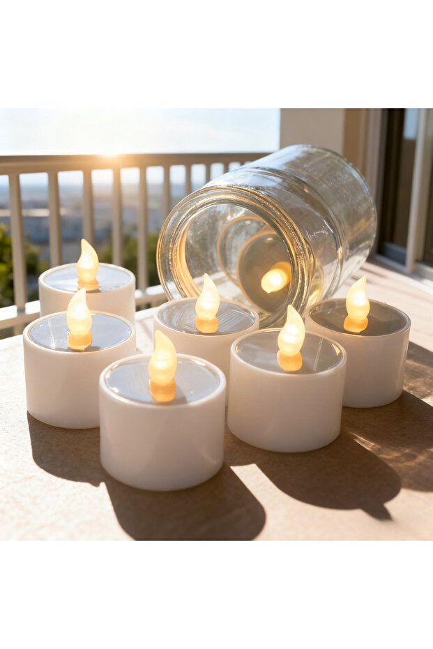 52X58MM 6Pcs Solar Candles Waterproof Dusk to Dawn Outdoor Lighting Reusable LED Tea Light Candles f