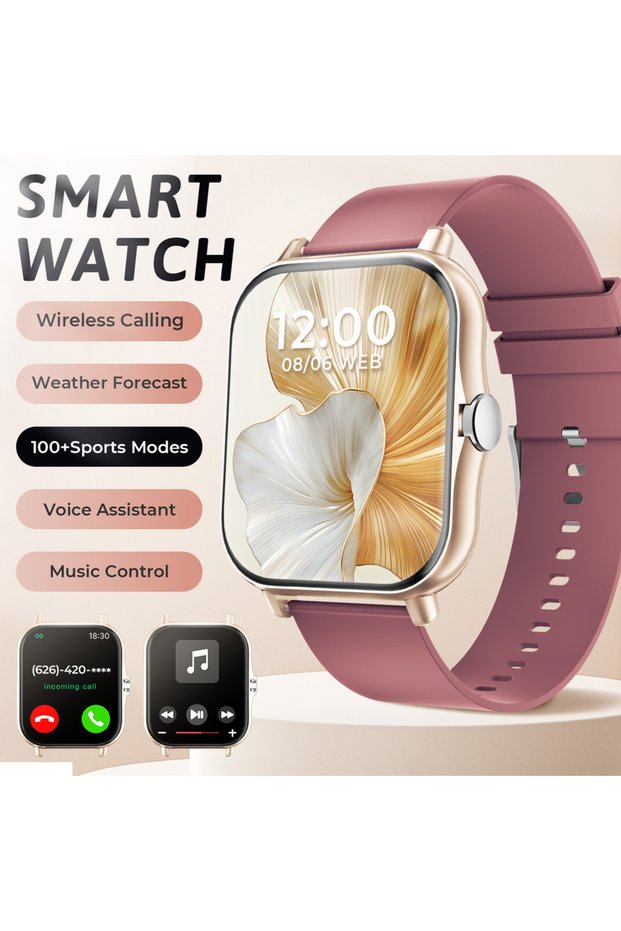 Fashion Sport Watch wine red SIMSONLAB New Smart Watch Bluetooth Call Fitness Tracker Heart Rate Sle
