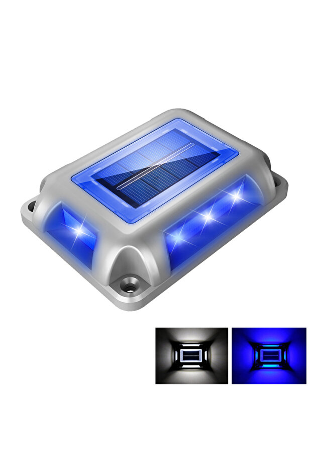 Blue and 6000K 1pc 6LED Outdoor Deck Lights Solar Garden Step Lighting IP65 Waterproof For Stairs Pa