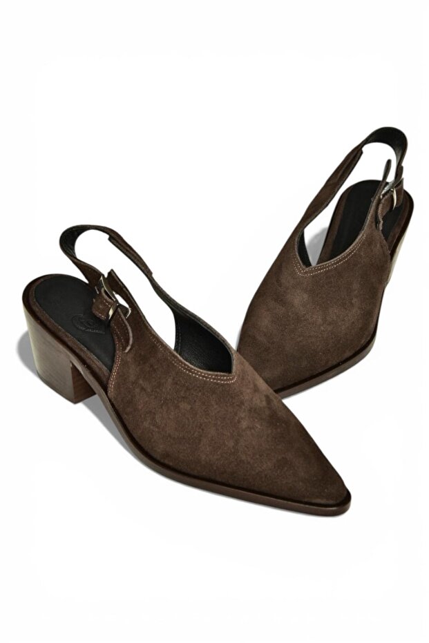 Y654300202 Brown Genuine Leather Suede Low Heel Western Shoe