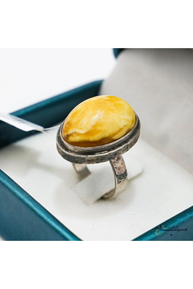 Handmade Baltic Amber Silver Ring – Natural Amber Gemstone Statement Ring - 2