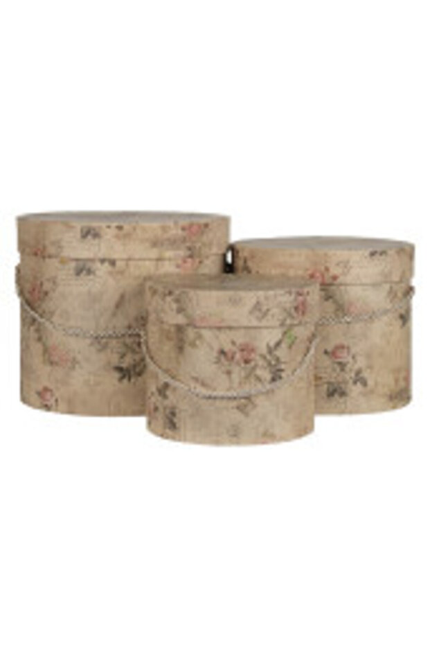 Set of 3 cardboard storage boxes Ø 23x20 cm, Ø 20x17 cm, Ø 17x14 cm - 7