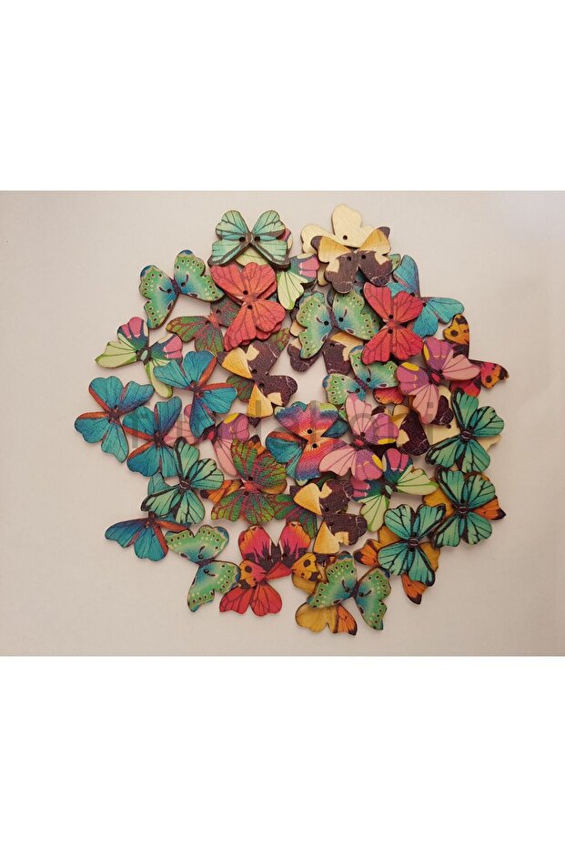 زر على شكل فراشة منقوش مقاس 18 ملم - 1