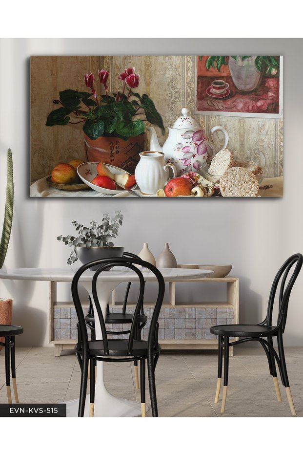 Flowers Tea and Fruits One Piece Canvas - Canvas Art Print