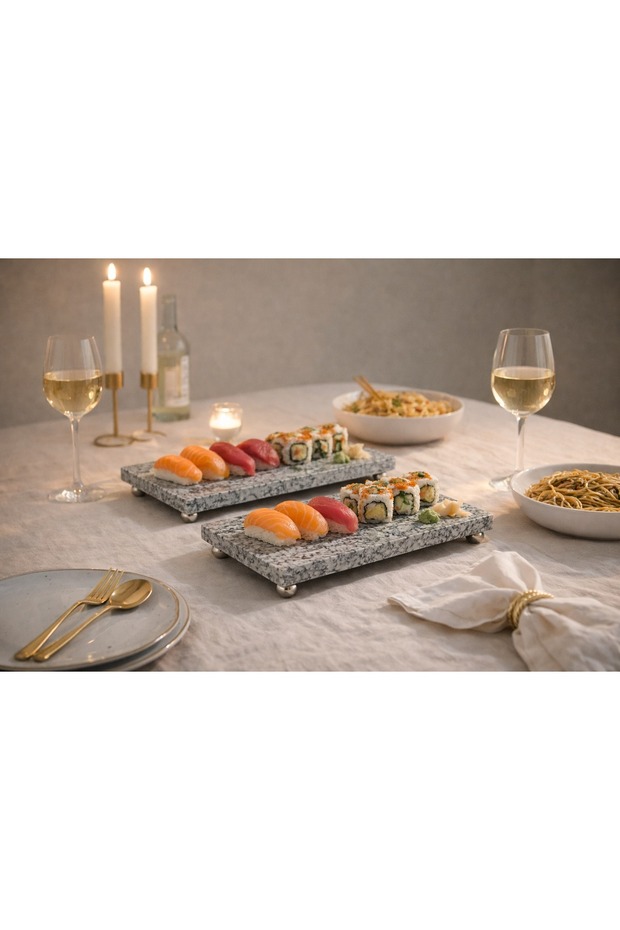 Marble Presentation Bowl & Oil Container – with Metal Legs 20X10 Cm-Siré Black Stone Collection