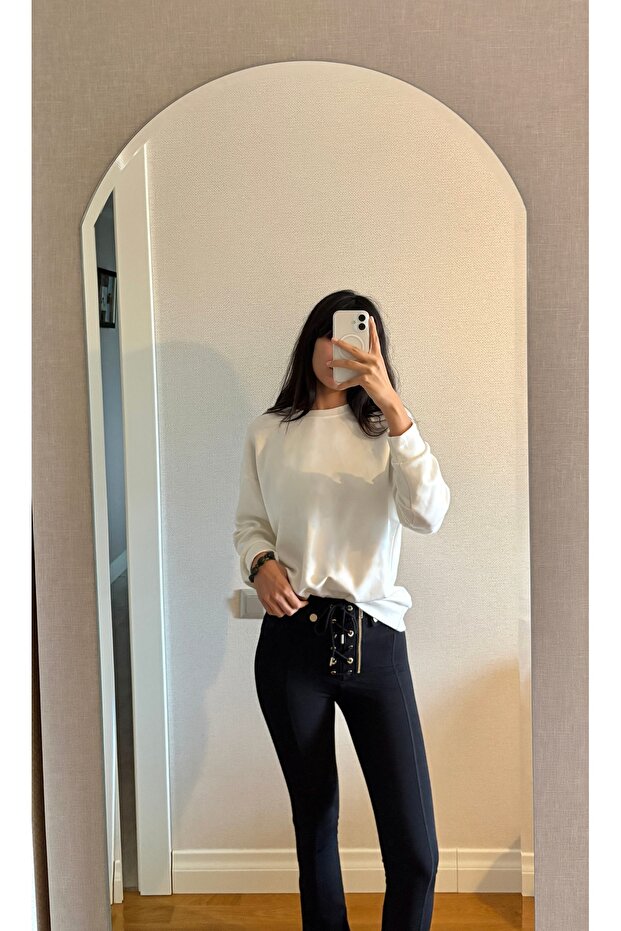 Bisiklet Yaka Basic Modal Sweatshirt