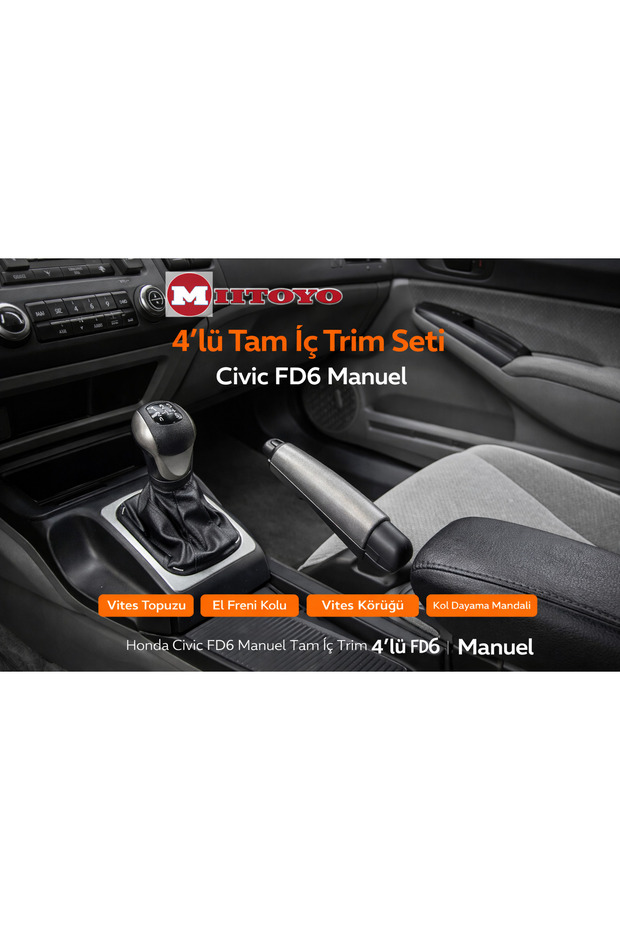 Civic Fd6 2006-2012 Manual Interior Trim Set of 4 Gear Shift Knob Handbrake Lever Gear Bellows Armrest Latch