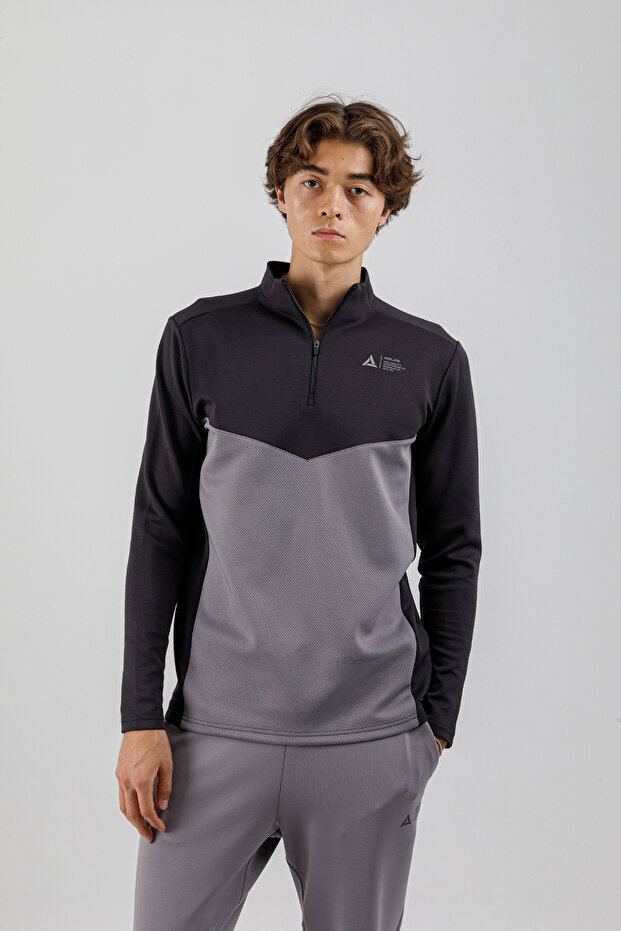 Sportswear Men's High Collar and Half Zipper Athlete Top Navy Blue