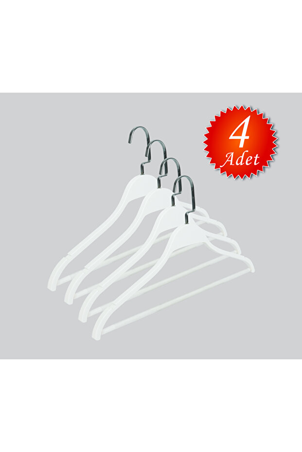 Ahşap Barli Lama Silver Hook Clothes, Blouse and Pants Hanger 4 Pieces