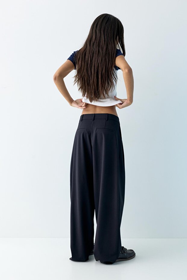 Kruvaze belli kumaş pantolon - 6