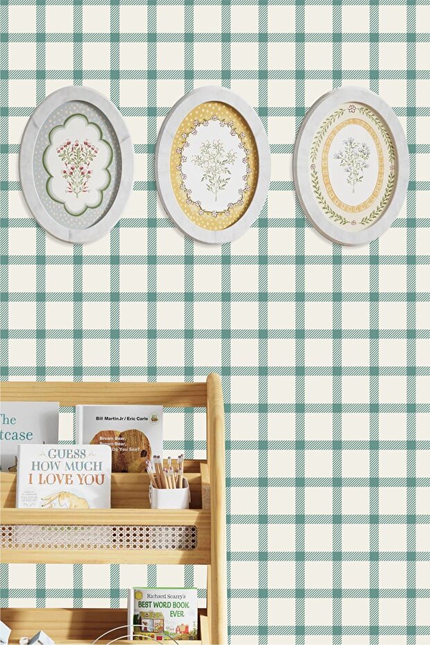 Thin Gingham Striped Checkered Patterned Wall Sticker - 1