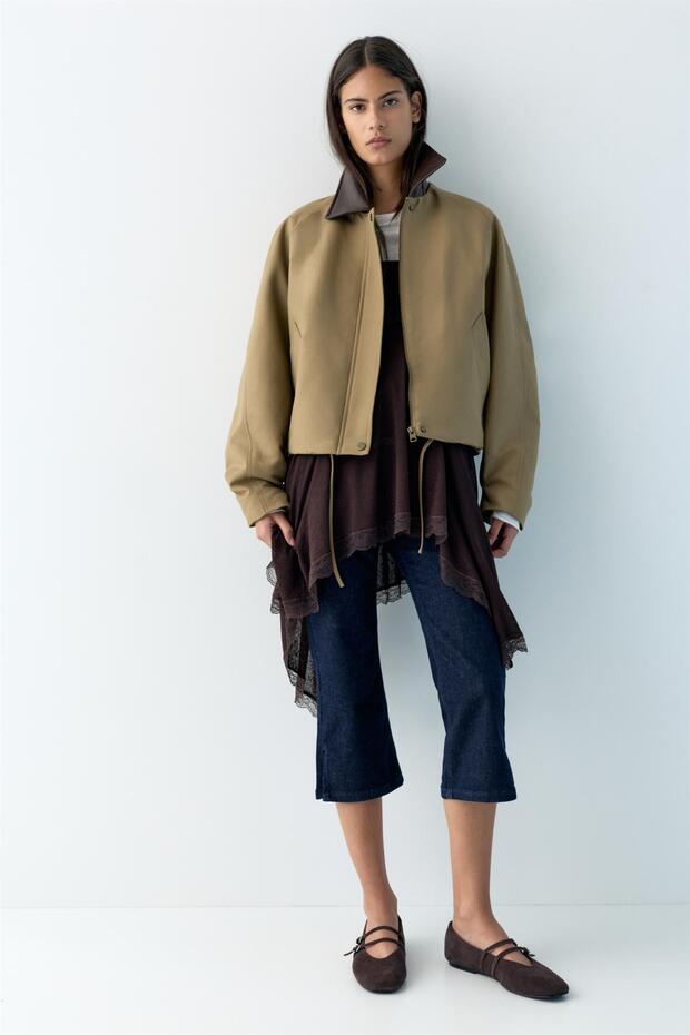 Suni deri yakalı ceket - 3