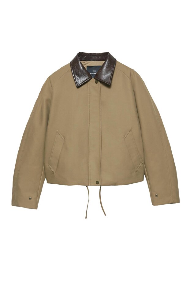 Suni deri yakalı ceket - 4