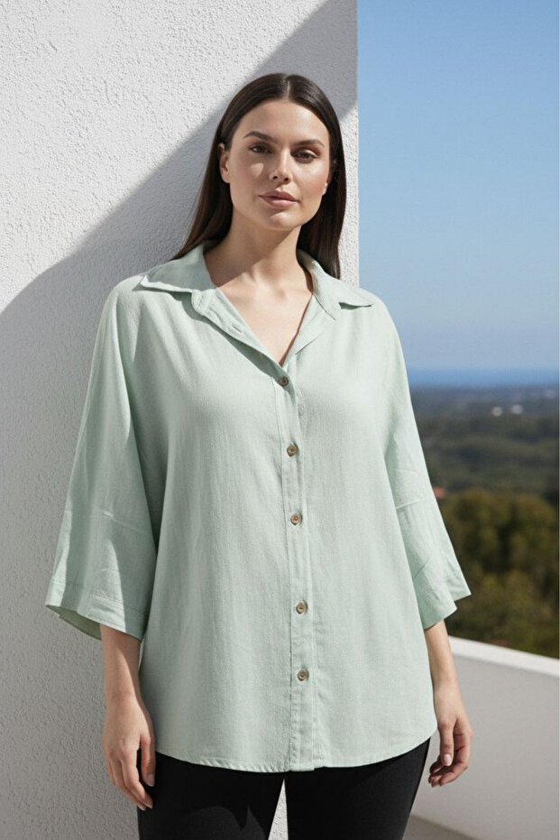 MİNT RENGİ SALAŞ GÖMLEK - 1