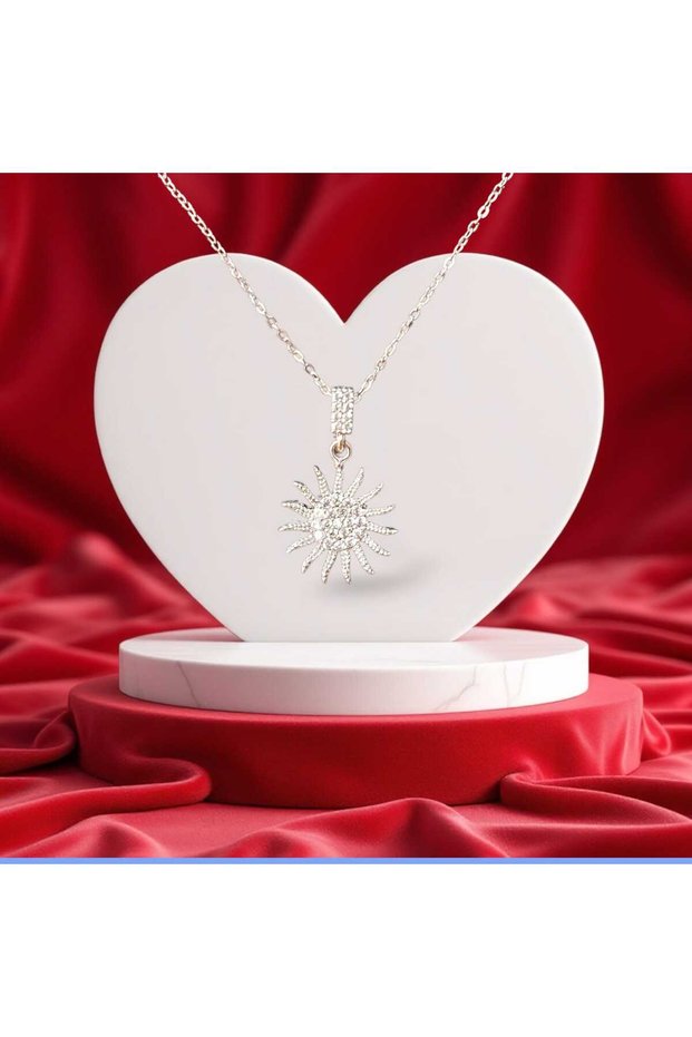 Sun Figured Zircon Stone Steel Necklace Valentine's Day Birthday Gift Necklace
