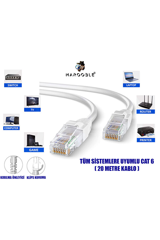 كابل شبكة إيثرنت CAT6 بسرعة 1000 ميجابت في الثانية (20 متر)