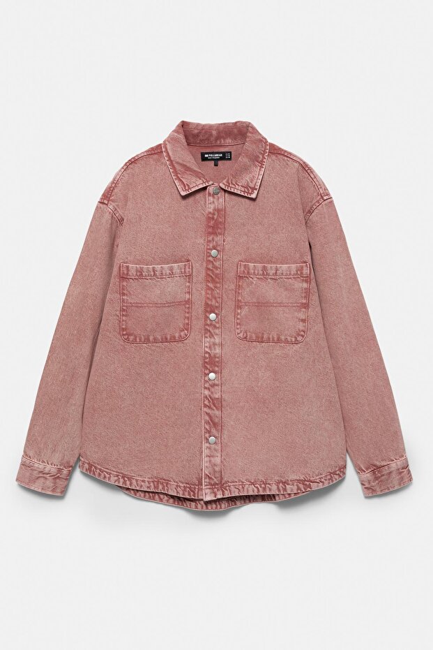 Soluk görünümlü jean gömlek - 7