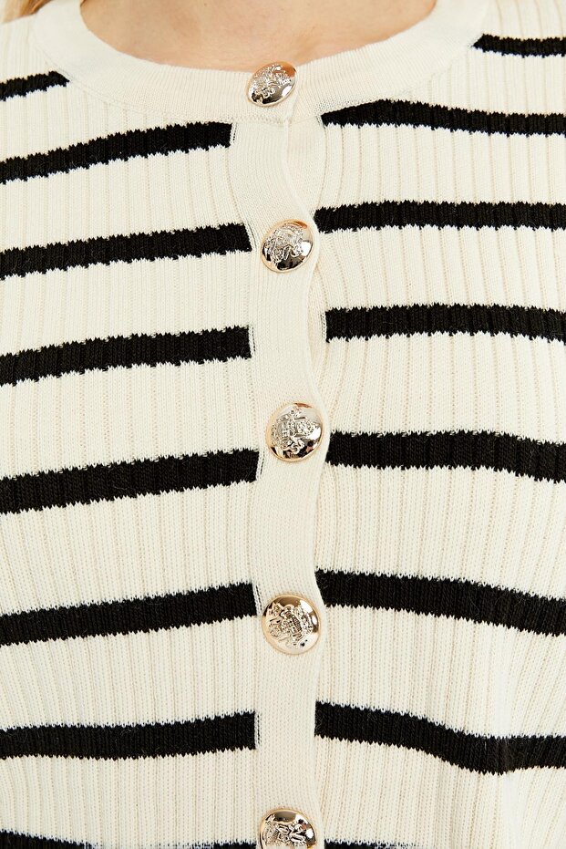 Kadın Çizgili İspanyol Paçalı Triko Takım - 6